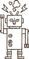 Waving Robot Charcoal Drawing vector