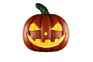 abóbora assustadora amarela de halloween com renderização 3d de olhos claros