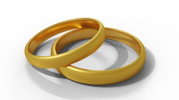 Golden Wedding Ring Design Element 3D Render png
