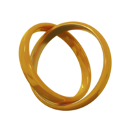 Golden Wedding Ring Design Element 3D Render png