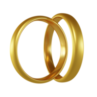 Rendu 3d de l'élément de conception de la bague de mariage en or png