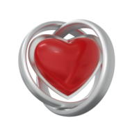 silver vigselring med hjärta designelement 3d render png