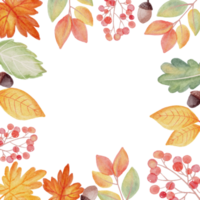 acuarela otoño hojas de otoño corona marco cuadrado banner fondo png