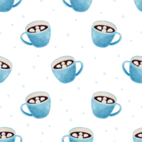 watercolor coffee and beverage seamless pattern png