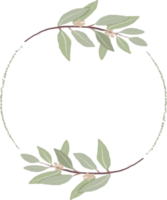 moldura de coroa de eucalipto desenhada à mão mínima para convite de casamento ou logotipo