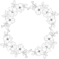 doodle line art rose flower bouquet wreath frame png