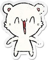 distressed sticker of a happy polar bear cartoon vector