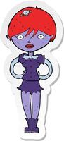 sticker of a cartoon pretty vampire girl vector