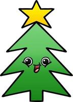 gradient shaded cartoon christmas tree vector