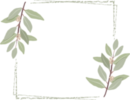 cadre de couronne d'eucalyptus dessiné à la main minimal pour invitation de mariage ou logo png