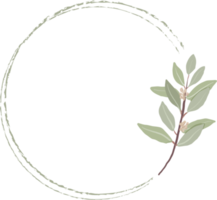 minimal hand drawn eucalyptus wreath frame for wedding invitation or logo png