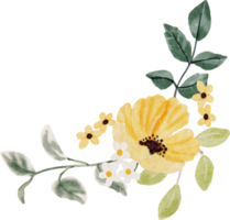 aquarelle hortensia et bouquet de fleurs sauvages png