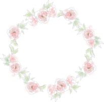 lös akvarell doodle linjekonst pion blomma bukett element png