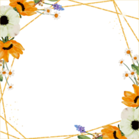 watercoolor girassol amarelo e fundo de banner de buquê de flores de anêmona branca png