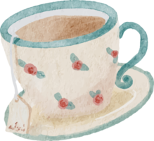 elementos de café e bebidas em aquarela png