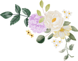 aquarel hortensia en wilde bloemen boeket png