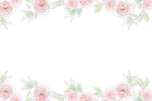 acquerello scarabocchio linea arte peonia bouquet di fiori cornice banner minimo sfondo