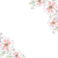doodle linha arte buquê de flores rosas em fundo de papel png