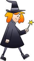 quirky gradient shaded cartoon witch vector