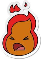 sticker cartoon kawaii cute fire flame vector