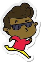 sticker of a cartoon cool guy vector