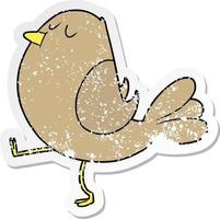 distressed sticker of a cartoon bird vector