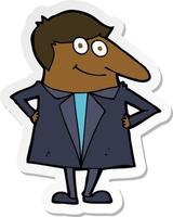 sticker of a cartoon happy man in suit vector