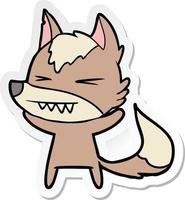 sticker of a angry wolf cartoon vector