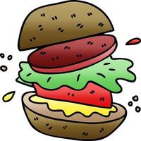 quirky gradient shaded cartoon veggie burger vector