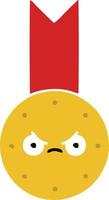 flat color retro cartoon gold medal vector