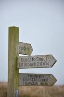 Wooden Sign Marker with Directions of Littlebeck and Hawsker photo