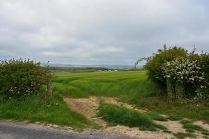 hermoso paisaje con campos ondulados en el norte de Inglaterra foto