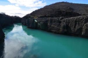 Reyjavic Iceland with a aqua colored water photo