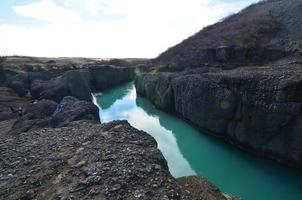 Huge river going through large rock formations in Iceland photo