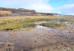 Nature view of the landscape in Haukadalur in Iceland photo