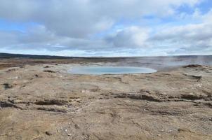 beautiful nature view of a streaming geyser photo
