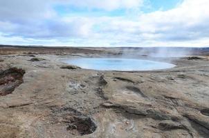 Light blue hot spring geyser in Iceland photo