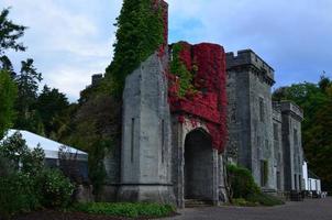 Scottish castle with beautiful vegetation surrounding the ruins photo