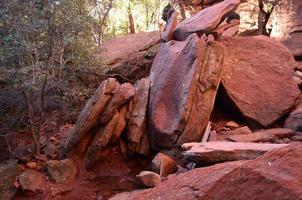 Stack of Red Rock Slabs in Sedona photo