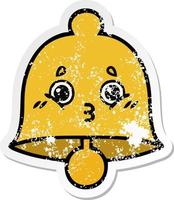 distressed sticker of a cute cartoon bell vector