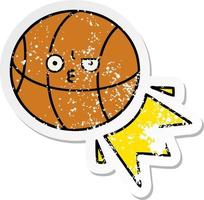 distressed sticker of a cute cartoon basketball vector