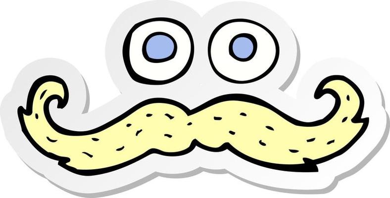 sticker of a cartoon eyes and mustache