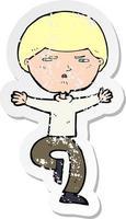 retro distressed sticker of a cartoon angry man vector