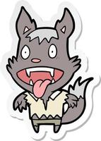 sticker of a cartoon werewolf vector