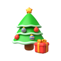 3d illustration of christmas tree and gifts png