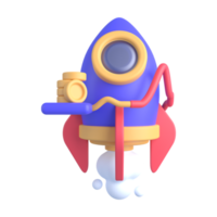 3d illustration of rocket and money png