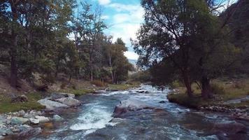 paisagens e rio de montanha no trato químico nas montanhas de altai, rússia video