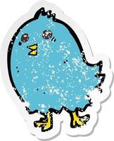 retro distressed sticker of a cartoon bluebird vector