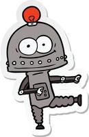 sticker of a happy carton robot with light bulb vector