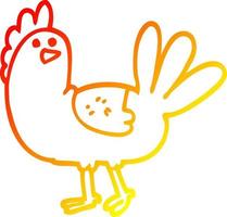 warm gradient line drawing cartoon chicken vector